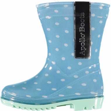 Blauwe kids regenlaarzen stippen carnavalskleding valkenswaard