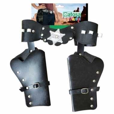 Dubbele sheriff/cowboy holsters verkleed accessoire carnavalskleding