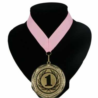Fan medaille nr. lint licht roze carnavalskleding Valkenswaard