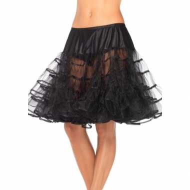 Fifties thema lange petticoat zwart dames carnavalskleding valkenswaa