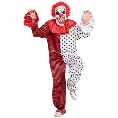 Halloween horror clown carnavalskleding masker rood/wit valkenswaard