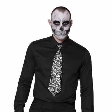 Halloween stropdas doodshoofden carnavalskleding valkenswaard