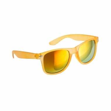 Hippe zonnebril geel spiegelglazen carnavalskleding Valkenswaard