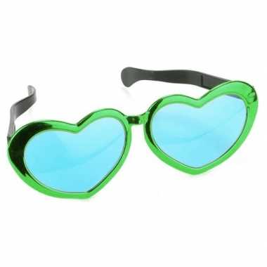 Mega groene hartjes verkleed bril volwassenen carnavalskleding valken