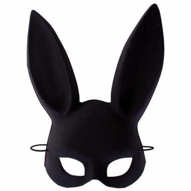 Popster konijnenoren masker zwart dames carnavalskleding valkenswaard