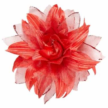 Rode bloem haarversiering glitters carnavalskleding Valkenswaard