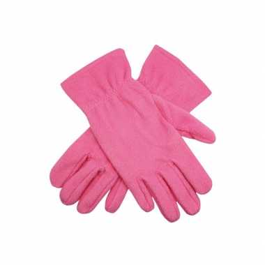 Roze dames fleece handschoenen carnavalskleding Valkenswaard