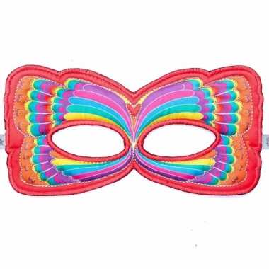 Vlinder oogmasker rood regenboog kinderen carnavalskleding valkenswaa