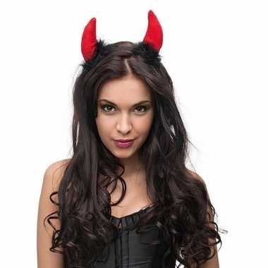 X rode duivels hoorntjes diadeem bont carnavalskleding valkenswaard