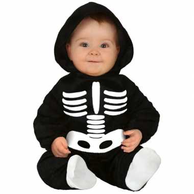 Zwart/wit skelet verkleedcarnavalskleding baby/peuter valkenswaard