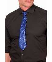 Blauwe glitter stropdas verkleedaccessoire dames heren