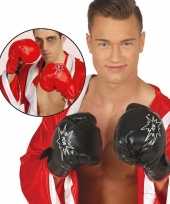 Bokser verkleed handschoenen zwart volwassenen