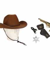 Cowboy accessoire set bruin volwassenen