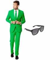 Feest groene tuxedo business suit xxxl heren gratis zonnebril