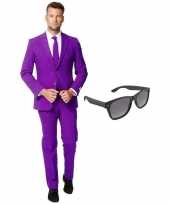 Feest paarse tuxedo business suit xxxl heren gratis zonnebril