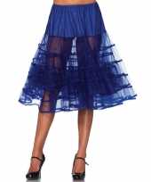 Fifties thema lange petticoat kobalt blauw dames