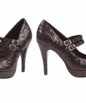 Glitter pumps zwart