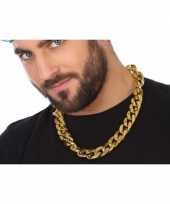 Gouden schakelketting hiphop rapper verkleed accessoire
