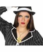 Grote gouden dollar ketting verkleed accessoire volwassenen