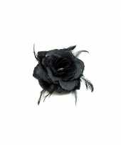 Haarelastiek zwarte roos veren glitters