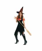 Halloween heksen carnavalskleding zwart oranje