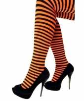 Heksen verkleedaccessoires panty maillot zwart oranje dames