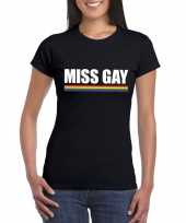 Lgbt-shirt zwart miss gay dames