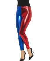 Metallic legging rood blauw dames