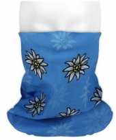 Multifunctionele morf sjaal blauw edelweiss bloemen
