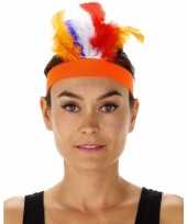 Oranje indianentooi verkleed hoofdband dames