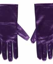 Paarse gala handschoenen kort satijn