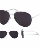 Pilotenbril wit zwarte glazen volwassenen