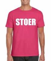 Stoer tekst t-shirt roze heren