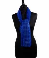 Toppers blauwe glitter pailletten disco sjaal