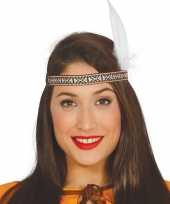 Toppers indianen verkleed hoofdband witte veer volwassenen