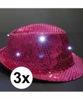 Toppers pailletten hoedjes roze led licht stuks 10109502