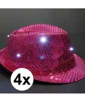 Toppers pailletten hoedjes roze led licht stuks 10109503