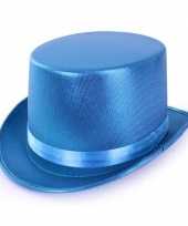Turquoise blauwe hoge hoed metallic volwassenen