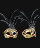 Venetiaanse oogmasker zwarte veren