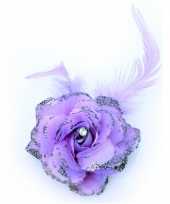 Verkleedaccessoires paarse glitter bloem