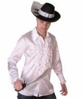 Wit piraten ruches shirt heren