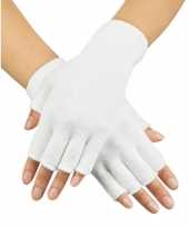 Witte handschoenen vingerloos gebreid volwassenen unisex