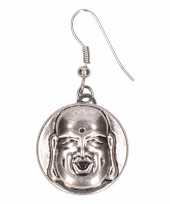 Zilveren oorbellen boeddha drukknoop