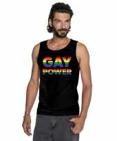 Zwart gay power pride tanktop heren