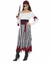 Zwart wit rood piraten verkleed carnavalskleding dames